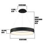 LÁMPARA COLGANTE DORIANA BLACK LED + CONTROL REMOTO - Imagen 4
